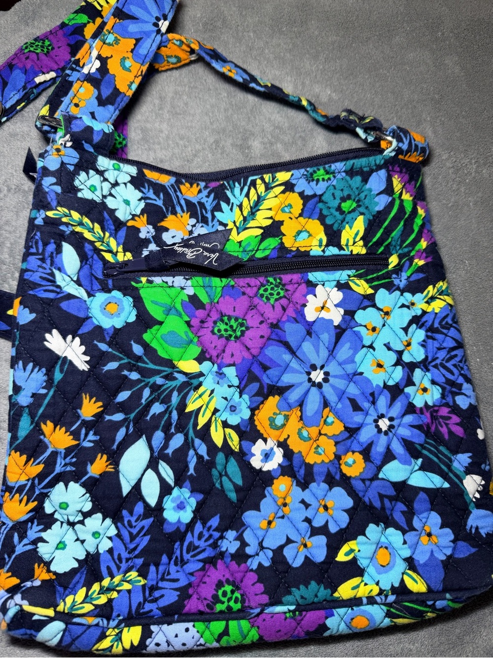 Vera Bradley Navy Floral Hipster Crossbody Bag - Picture 2 of 4